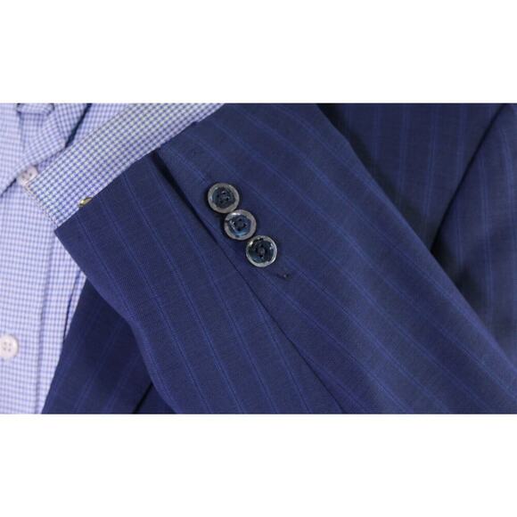 Pal Zileri Current Royal Blue Striped Super 150's Wool 2-Btn Blazer Jacket 40R - Picture 6 of 10